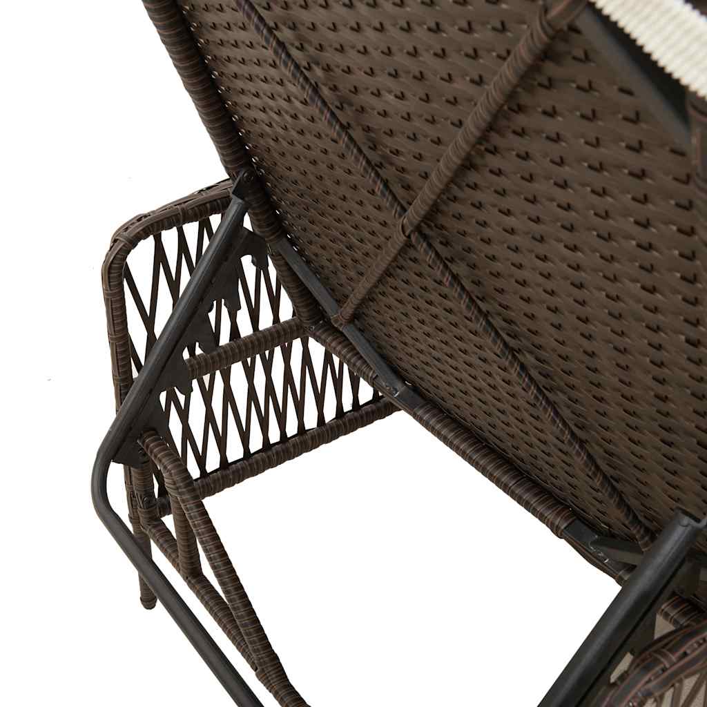 Napozó barna és krémfehér 55 x 200 x 92 cm polirattan