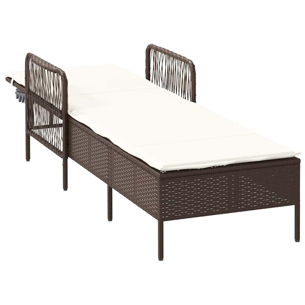 Napozó barna és krémfehér 55 x 200 x 92 cm polirattan