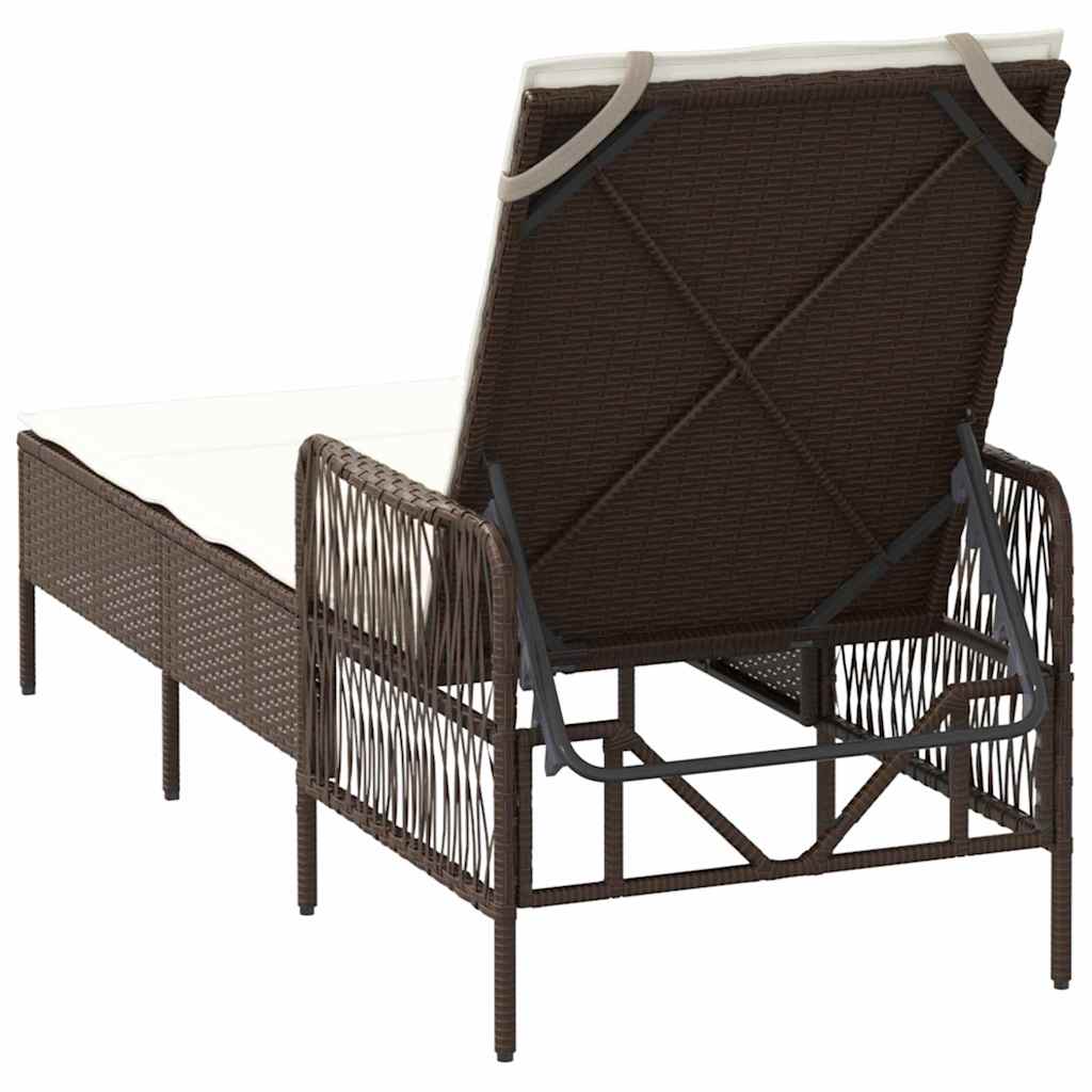 Napozó barna és krémfehér 55 x 200 x 92 cm polirattan