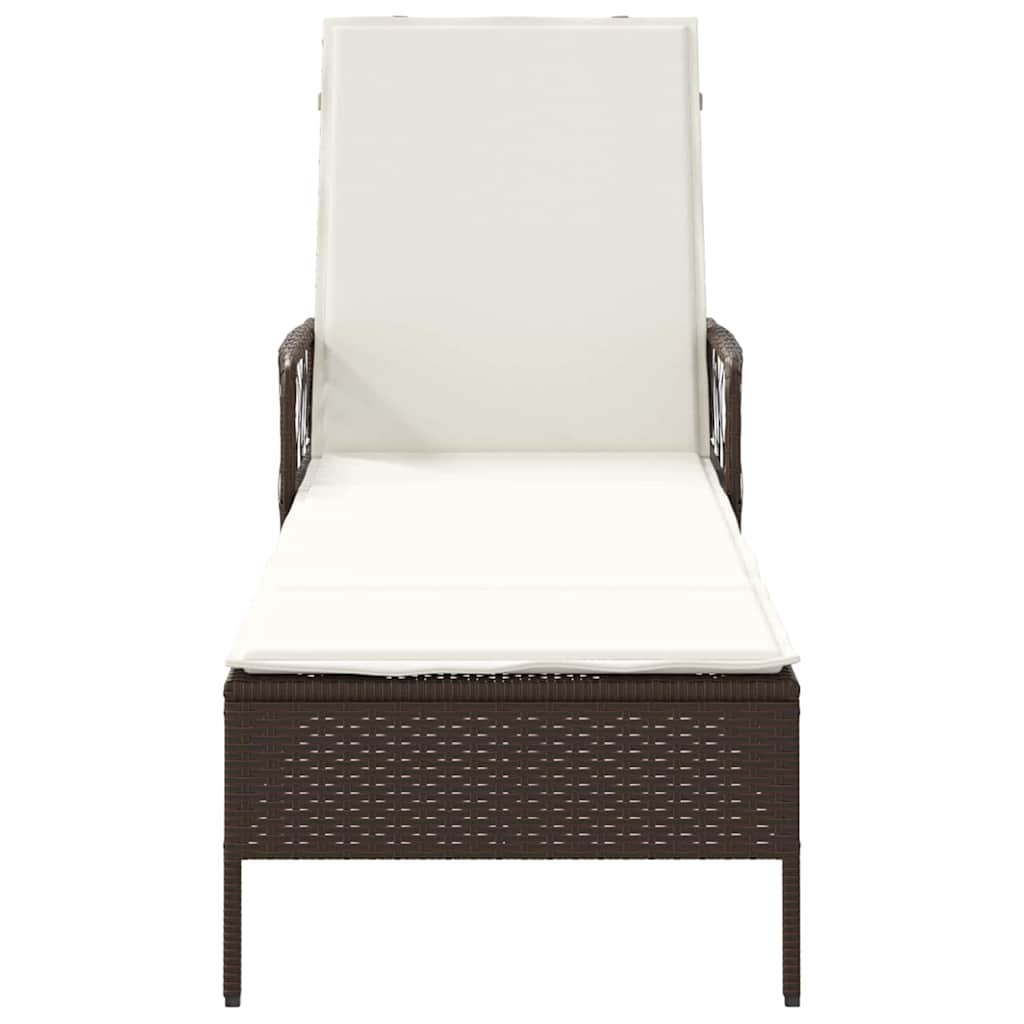 Napozó barna és krémfehér 55 x 200 x 92 cm polirattan