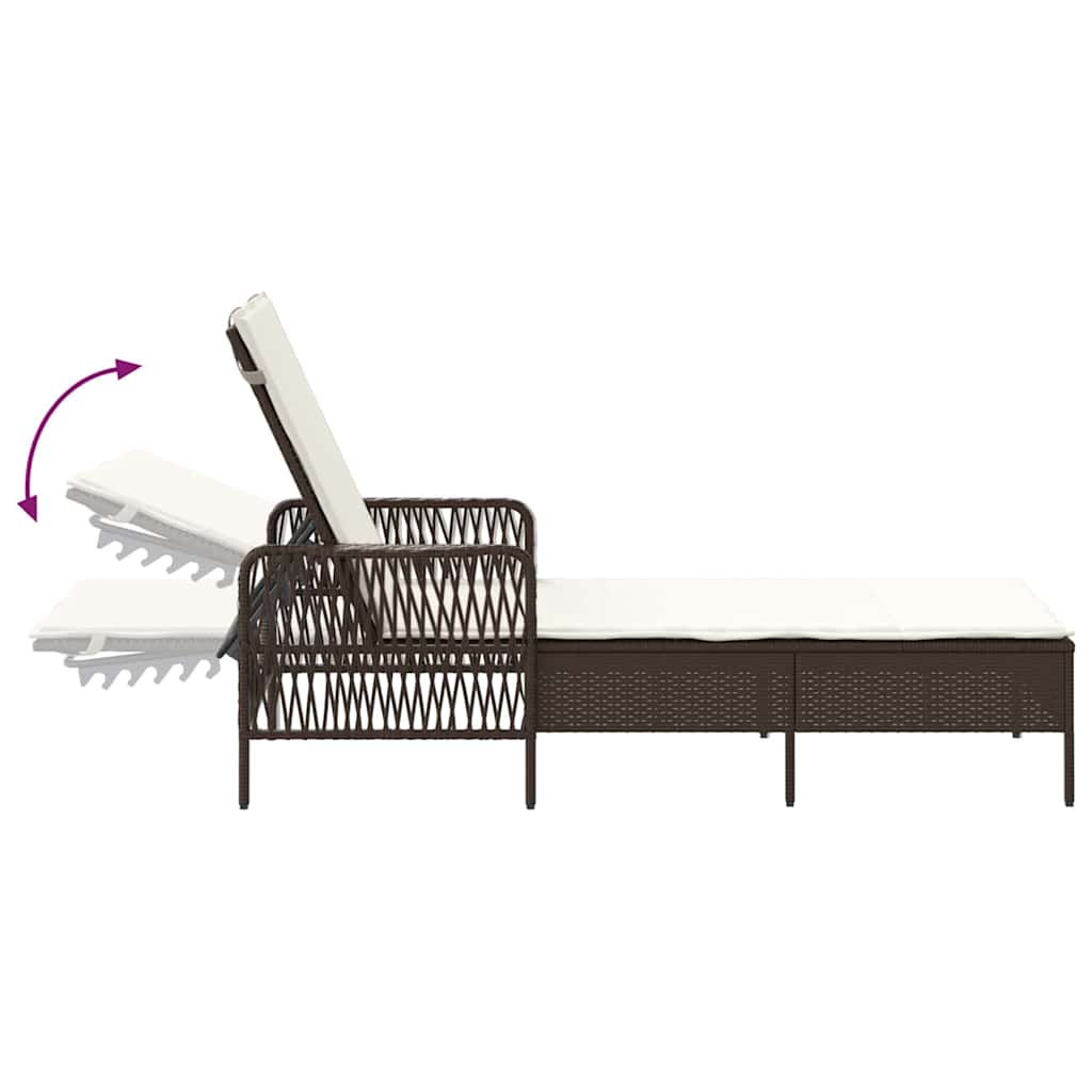 Napozó barna és krémfehér 55 x 200 x 92 cm polirattan