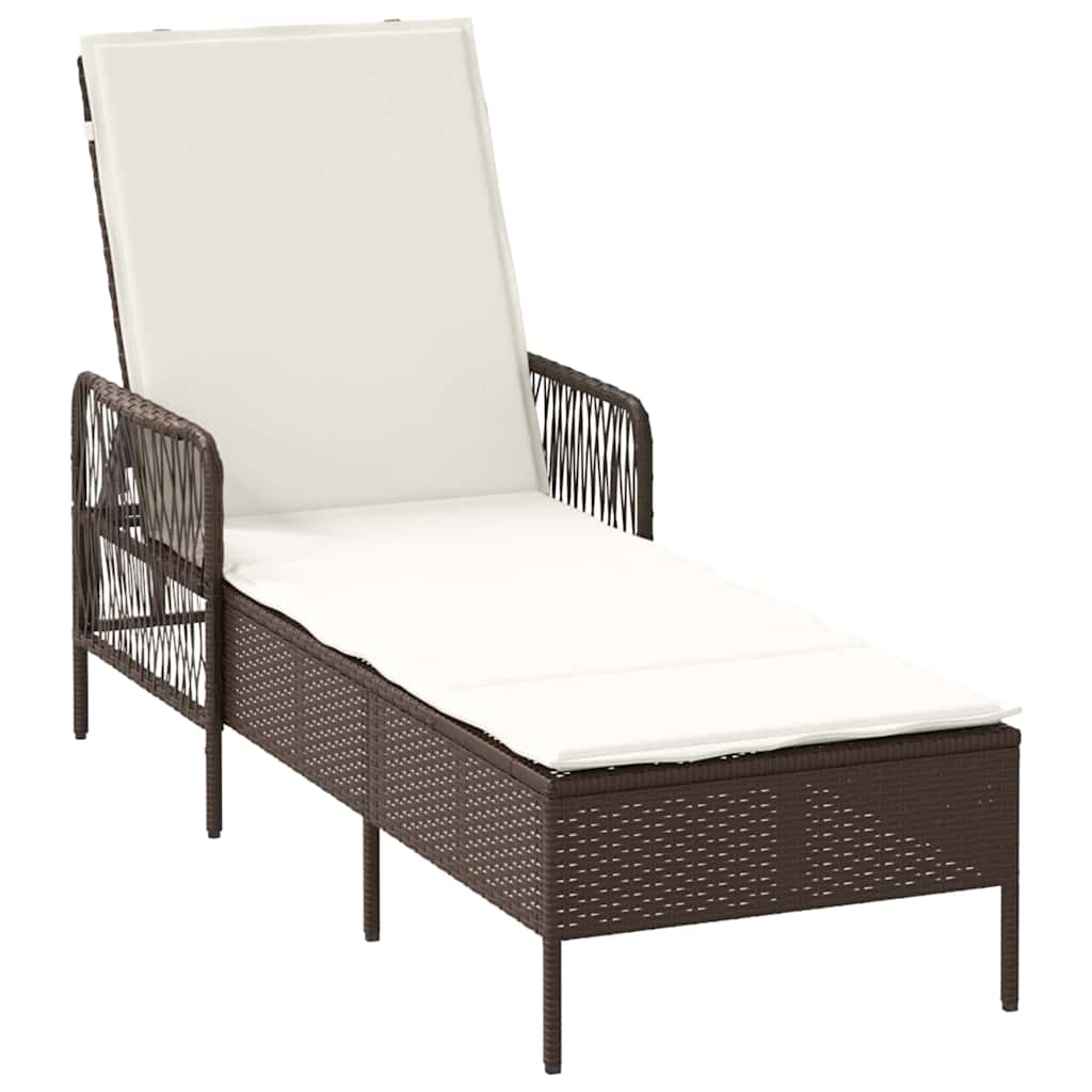 Napozó barna és krémfehér 55 x 200 x 92 cm polirattan