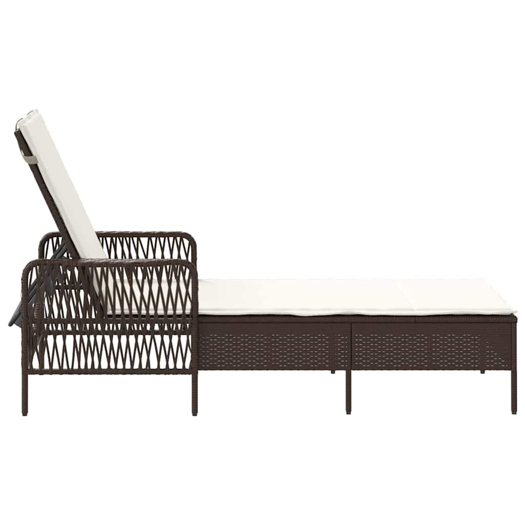 Napozó barna és krémfehér 55 x 200 x 92 cm polirattan