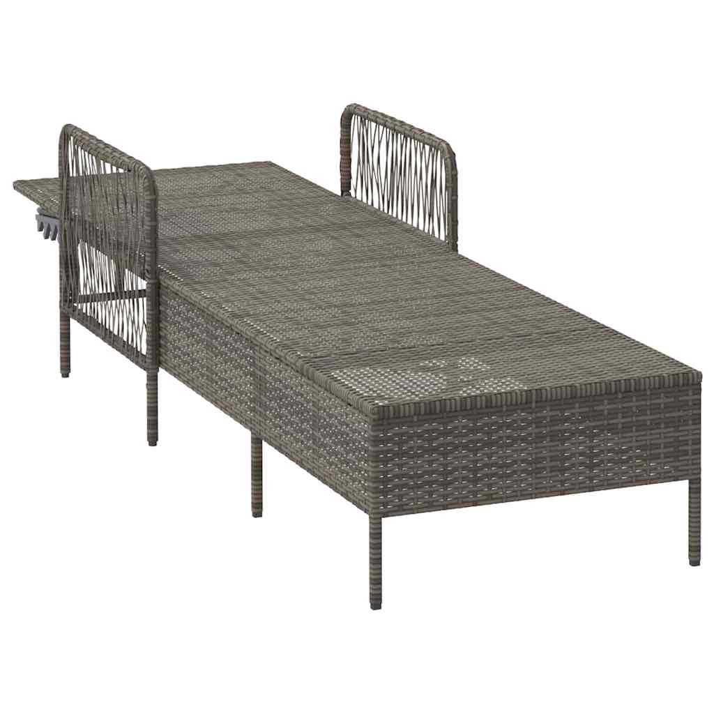 Napozó szürke és sötétszürke 200 x 55 x 92 cm polirattan