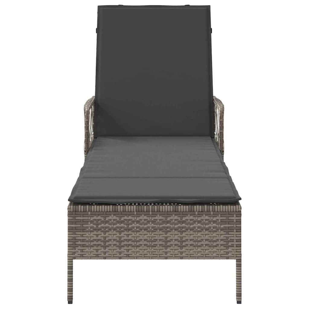 Napozó szürke és sötétszürke 200 x 55 x 92 cm polirattan
