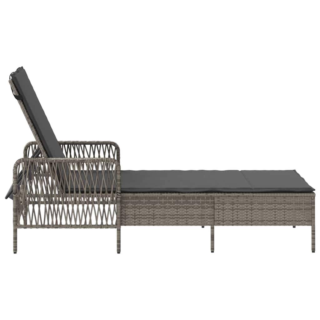 Napozó szürke és sötétszürke 200 x 55 x 92 cm polirattan
