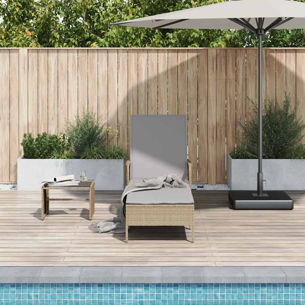 Napozó beige és világosszürke 200 x 55 x 92 cm polirattan