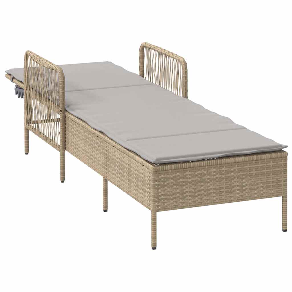 Napozó beige és világosszürke 200 x 55 x 92 cm polirattan