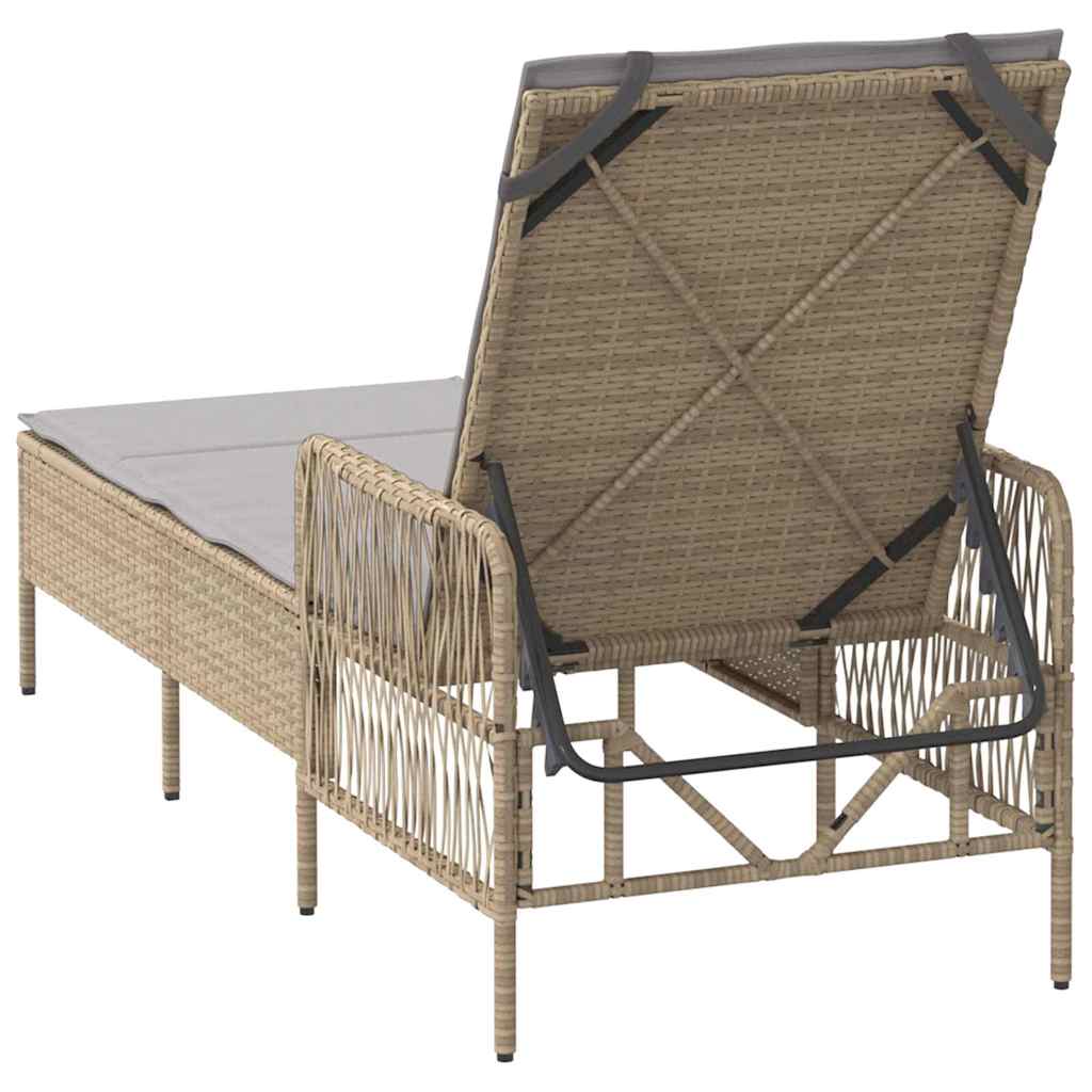 Napozó beige és világosszürke 200 x 55 x 92 cm polirattan