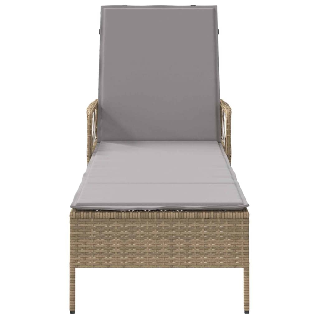Napozó beige és világosszürke 200 x 55 x 92 cm polirattan