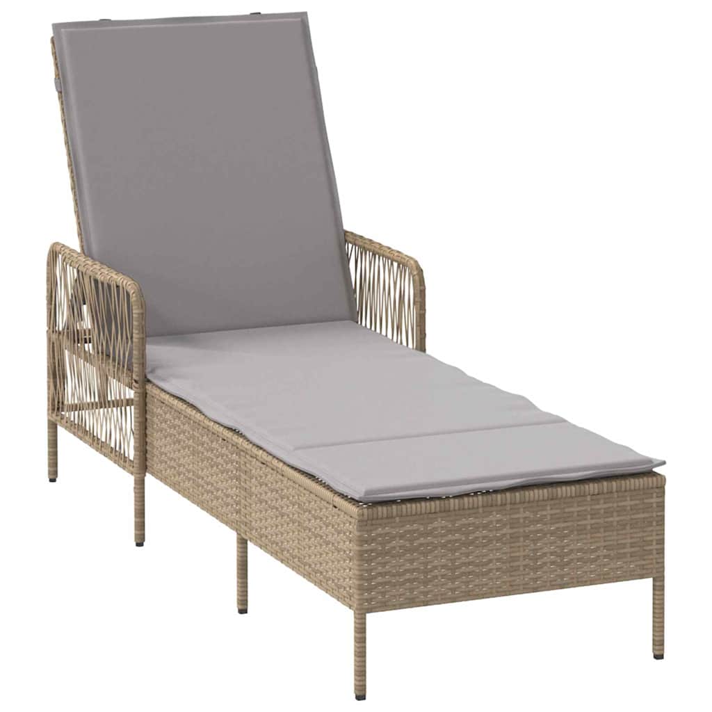 Napozó beige és világosszürke 200 x 55 x 92 cm polirattan