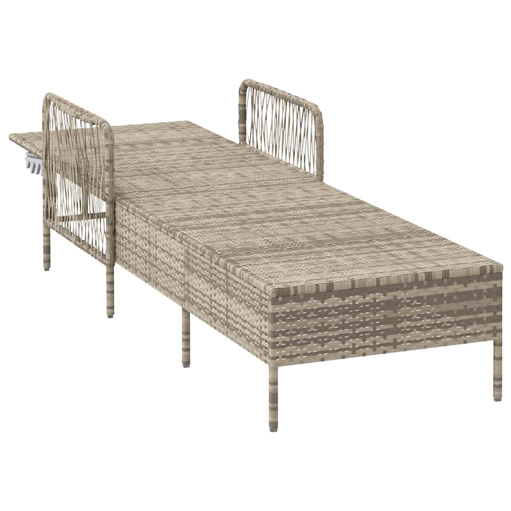 Napozó világosszürke és sötétszürke 200 x 55 x 92 cm polirattan