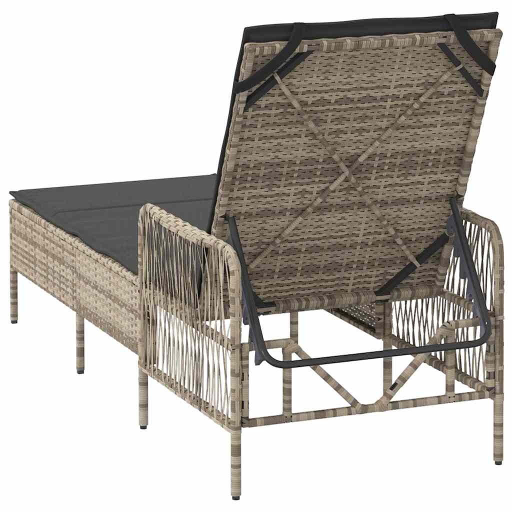 Napozó világosszürke és sötétszürke 200 x 55 x 92 cm polirattan