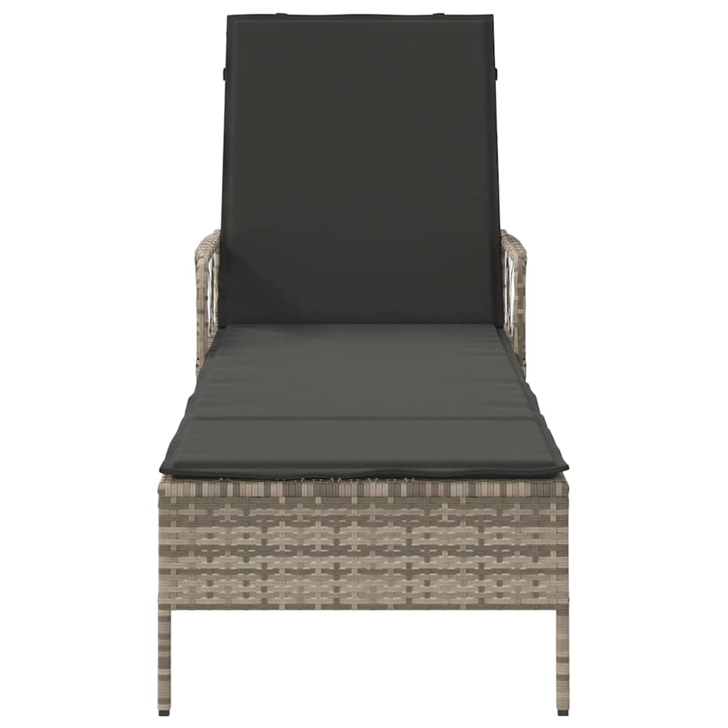 Napozó világosszürke és sötétszürke 200 x 55 x 92 cm polirattan