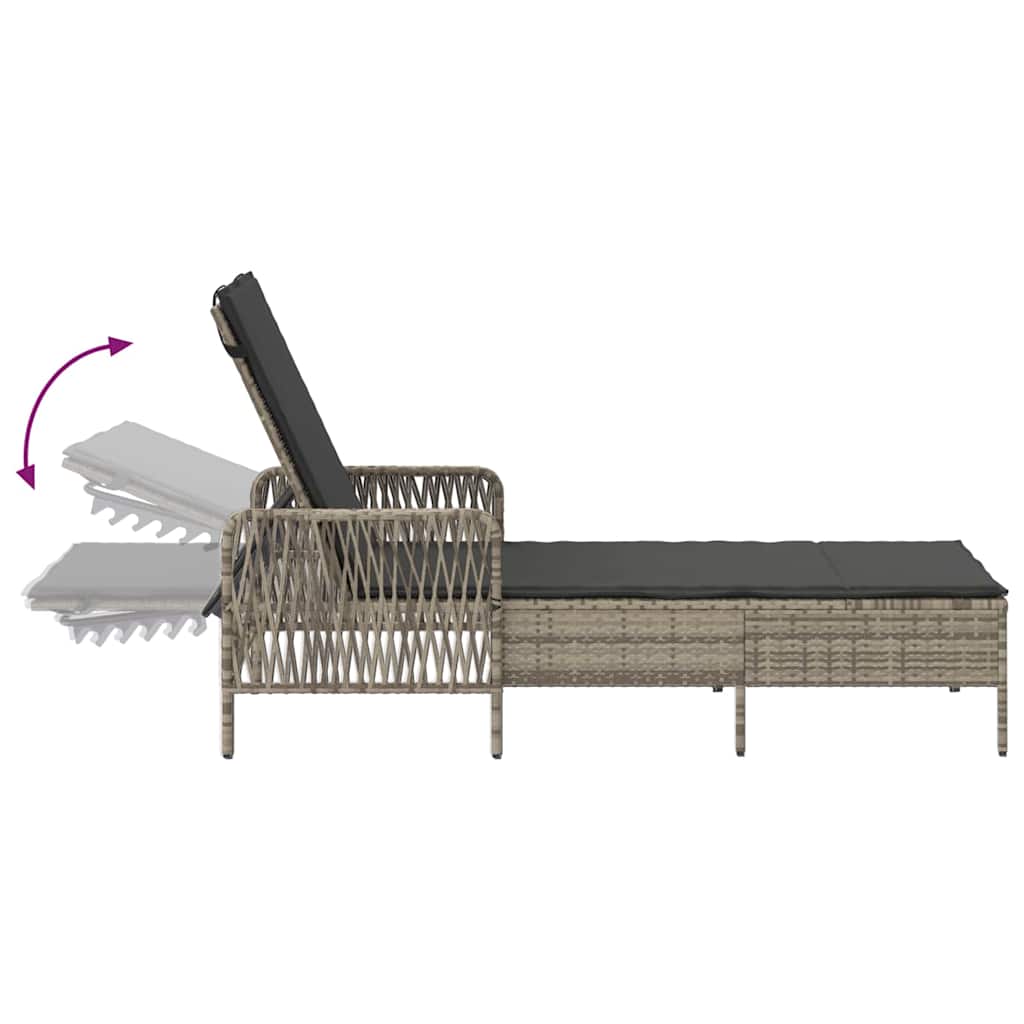 Napozó világosszürke és sötétszürke 200 x 55 x 92 cm polirattan