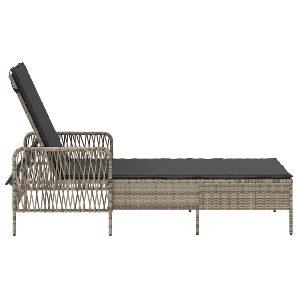 Napozó világosszürke és sötétszürke 200 x 55 x 92 cm polirattan