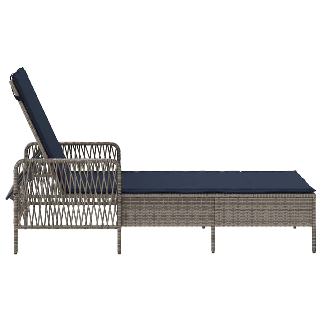 Napozó szürke és sötétkék 200 x 55 x 92 cm polirattan