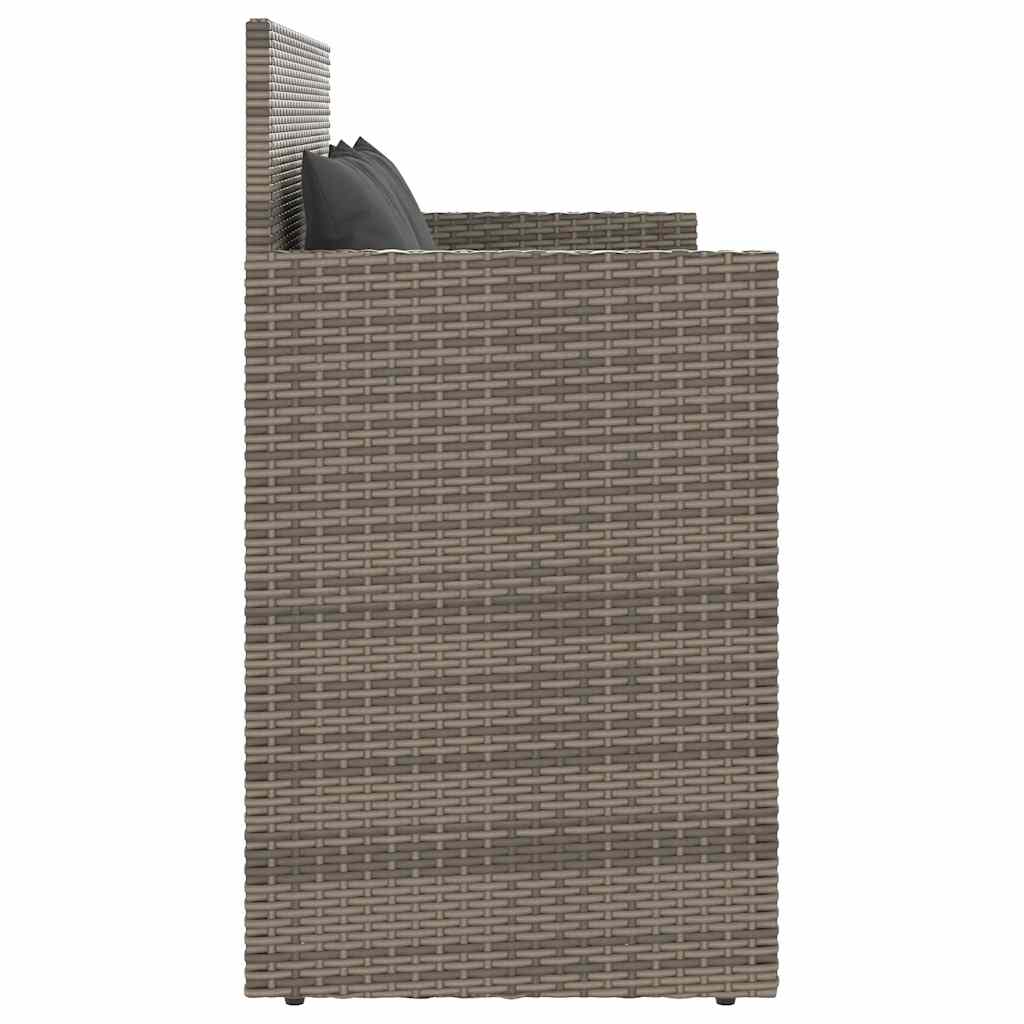 Szürke polyrattan akácfa kerti pad párnával