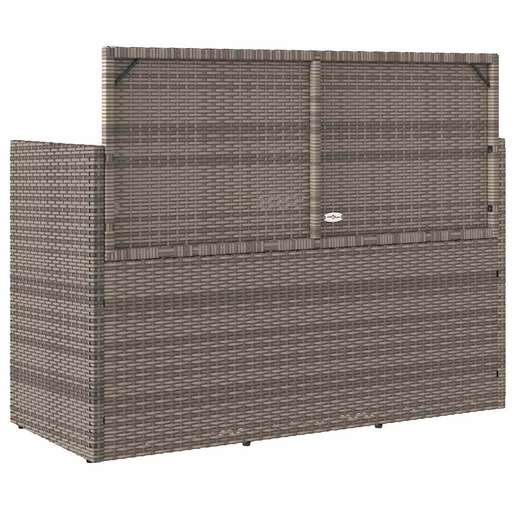 Szürke polyrattan akácfa kerti pad párnával