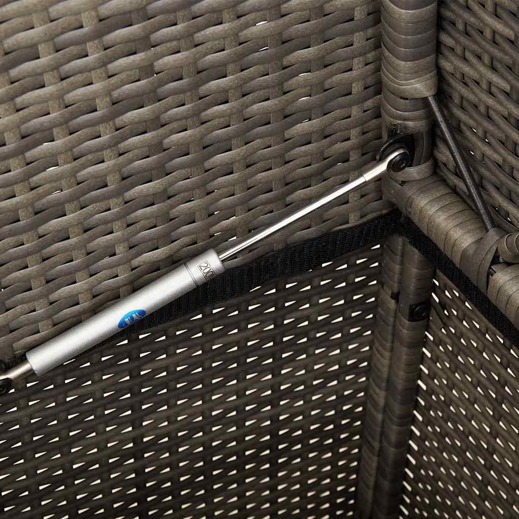 Szürke polyrattan akácfa kerti pad párnával