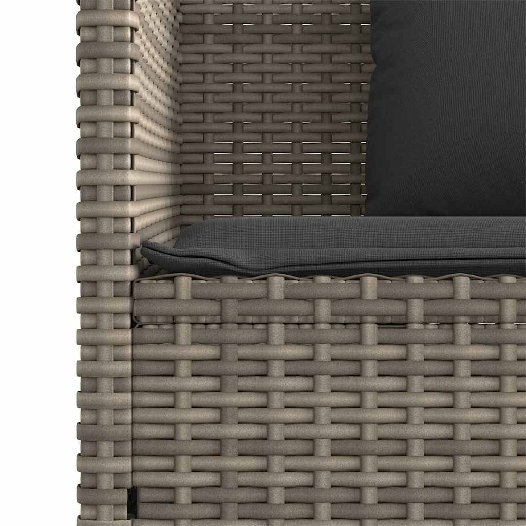 Szürke polyrattan akácfa kerti pad párnával