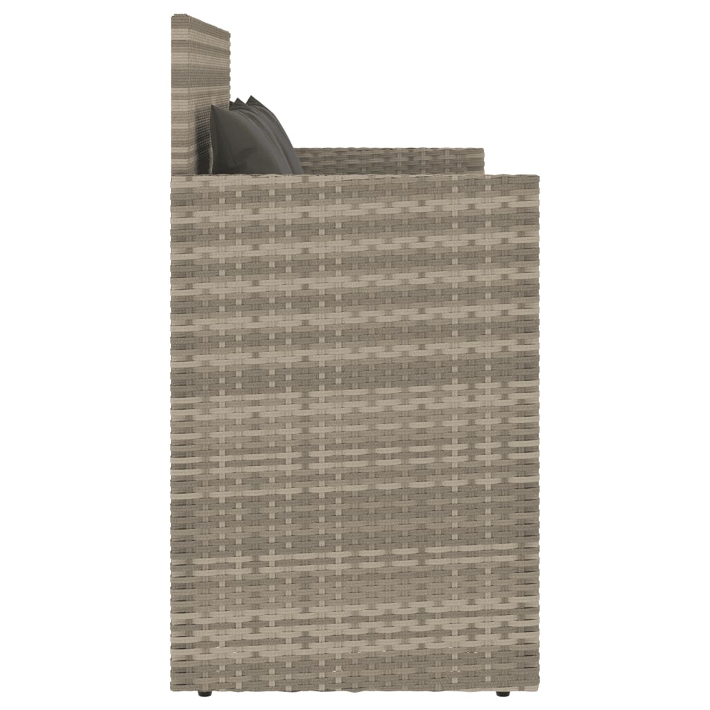 Világosszürke polyrattan kerti pad párnákkal