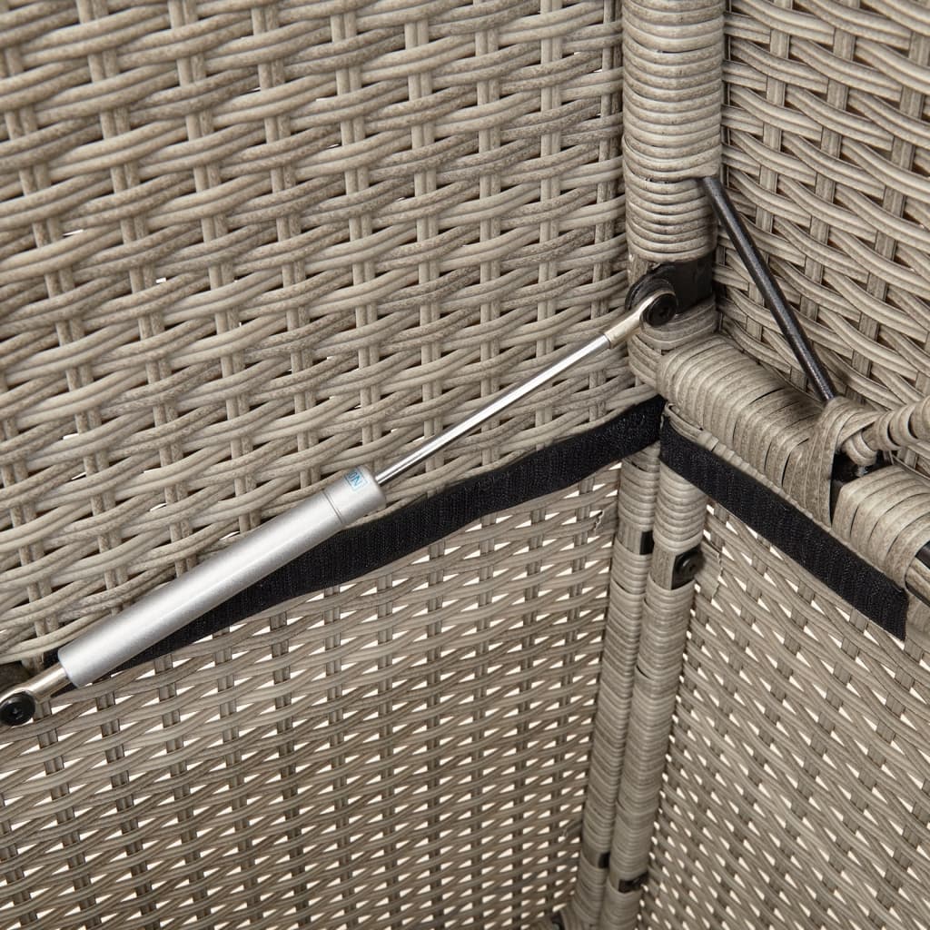 Világosszürke polyrattan kerti pad párnákkal