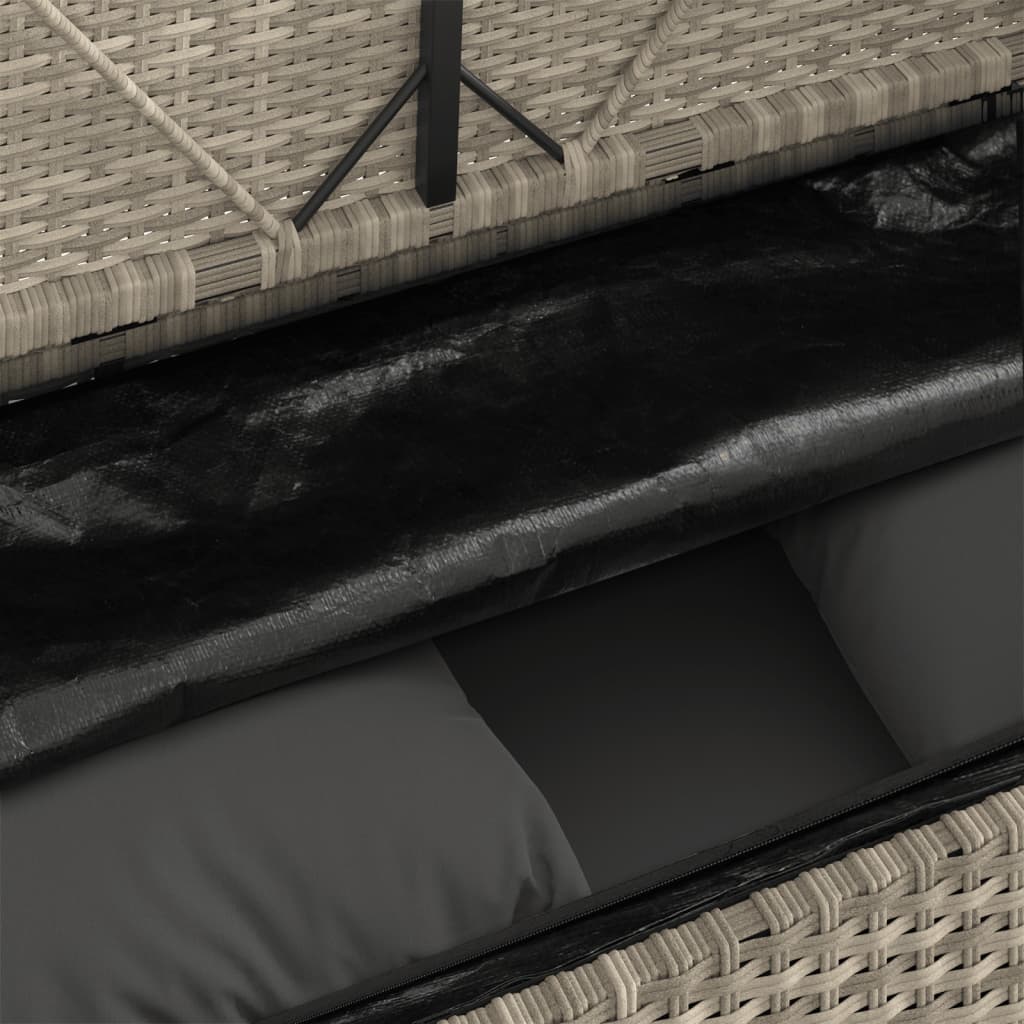 Világosszürke polyrattan kerti pad párnákkal