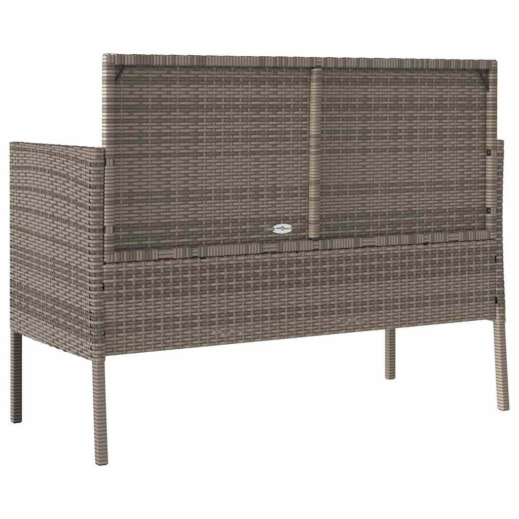 Szürke polyrattan akácfa kerti pad párnával