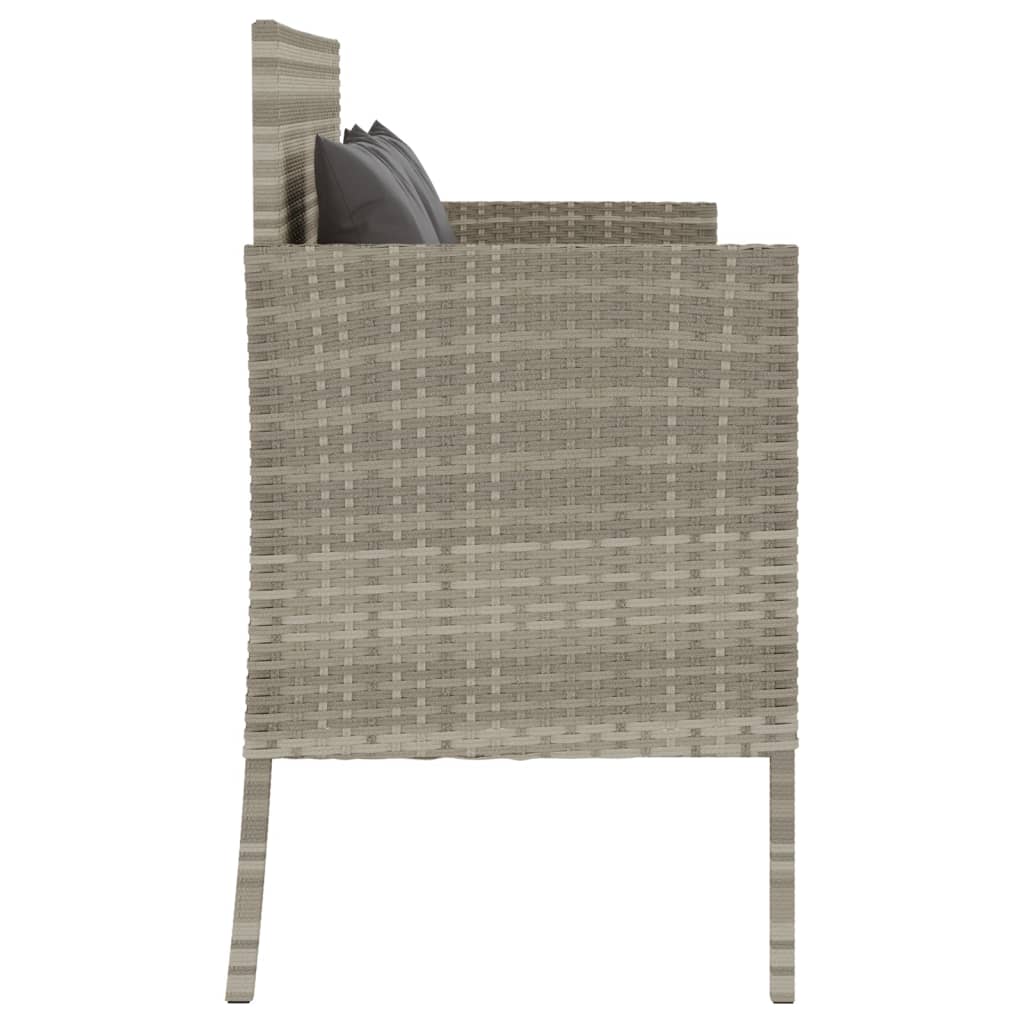 Világosszürke polyrattan kerti pad párnákkal