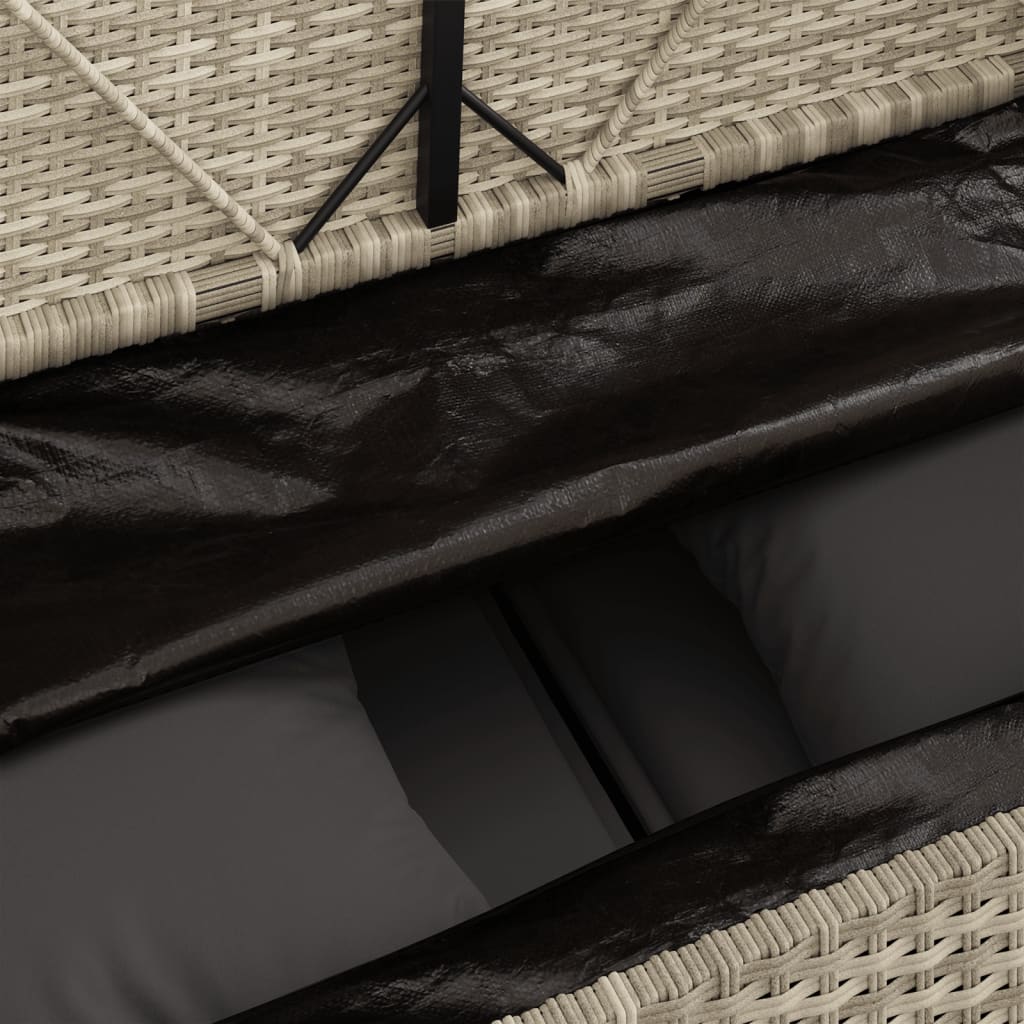 Világosszürke polyrattan kerti pad párnákkal