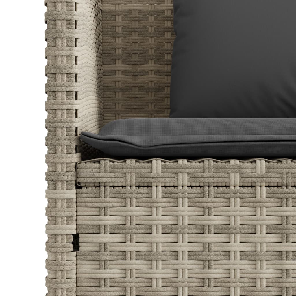 Világosszürke polyrattan kerti pad párnákkal