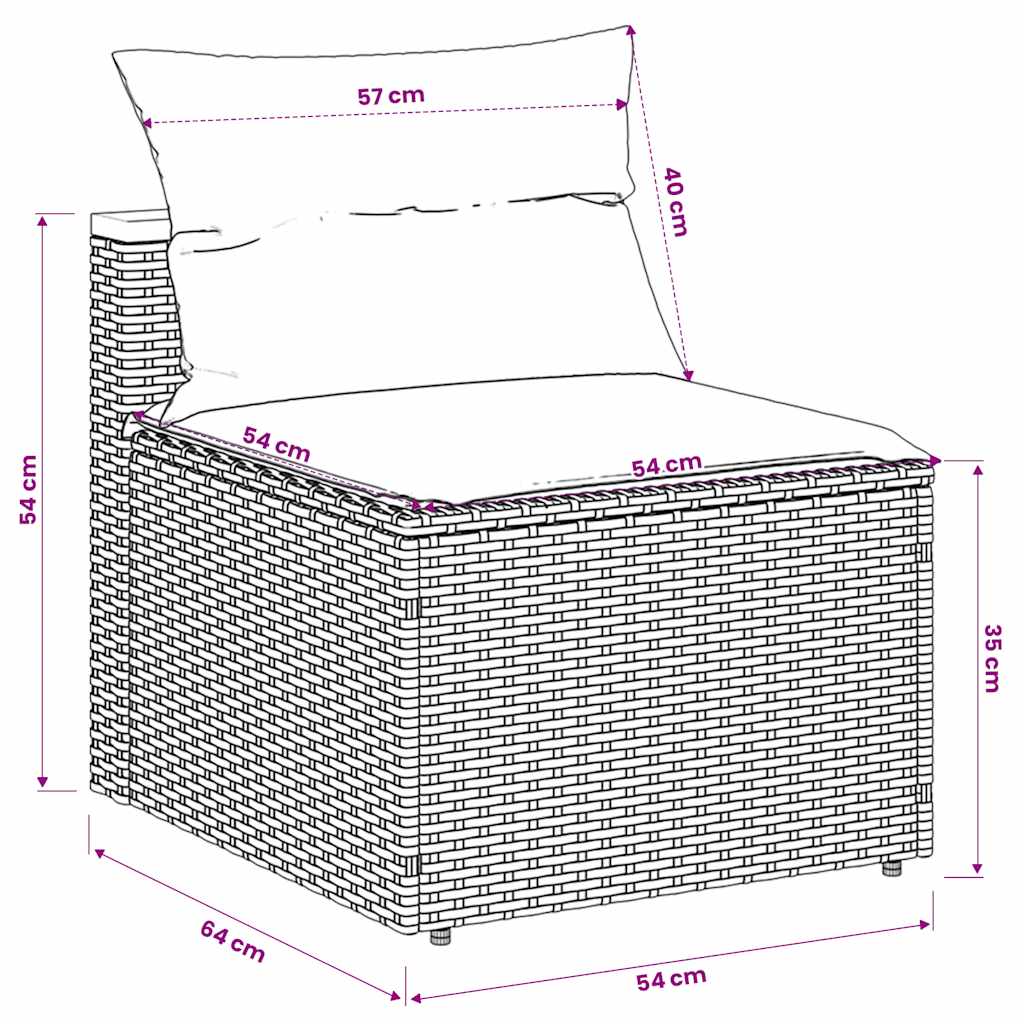 2 db fekete polyrattan karfa nélküli kerti kanapé párnákkal