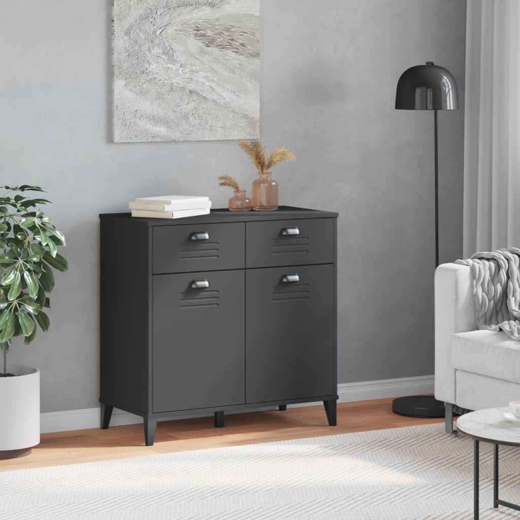 Viken antracitszürke tömör fenyőfa tálalószekrény 80x40x80 cm