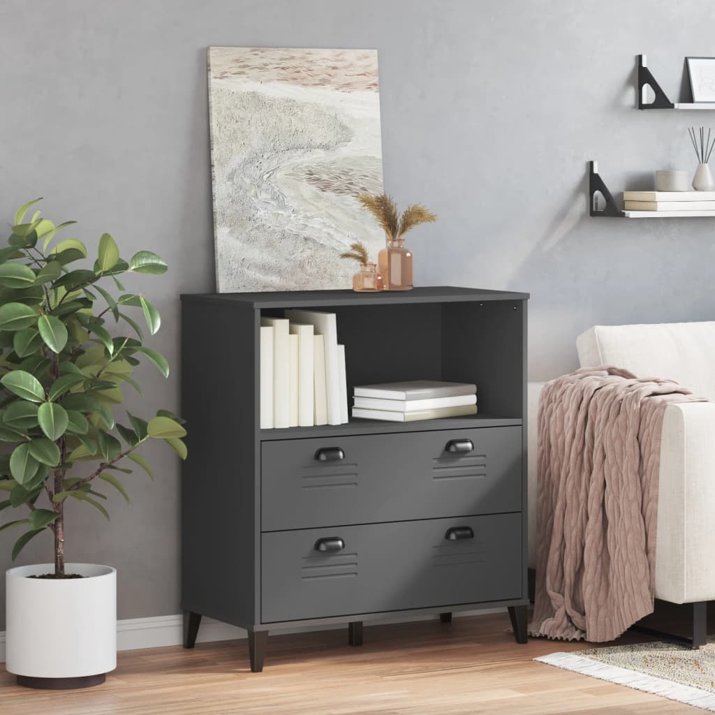 Viken antracitszürke tömör fenyőfa könyvespolc 80 x 40 x 90 cm