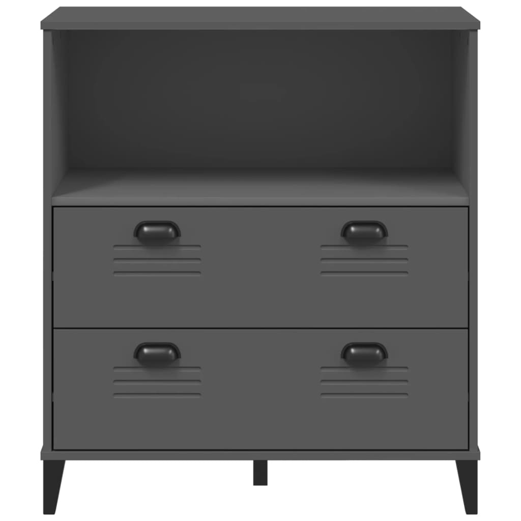 Viken antracitszürke tömör fenyőfa könyvespolc 80 x 40 x 90 cm