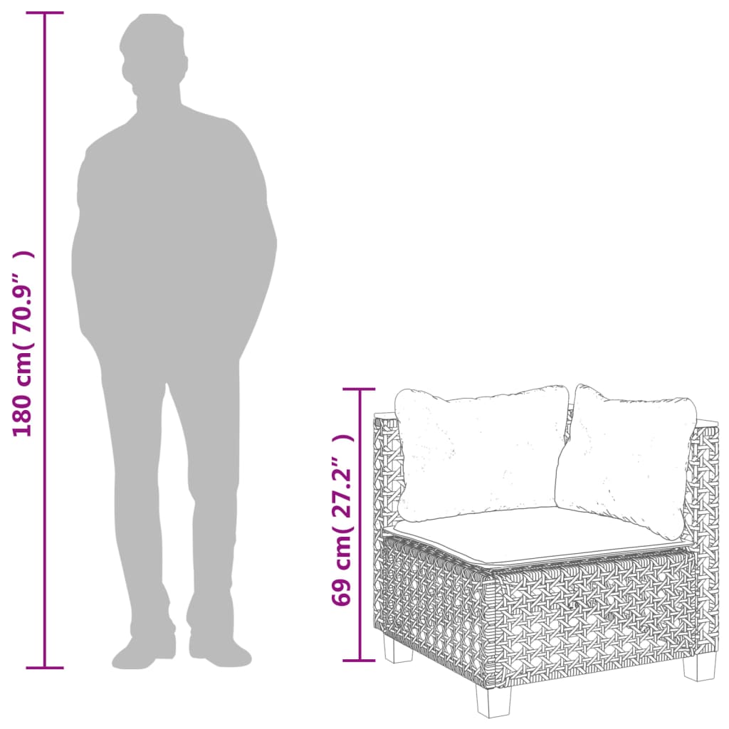 Bézs polyrattan kerti sarokkanapé párnával Bézs polyrattan kerti sarokkanapé párnával