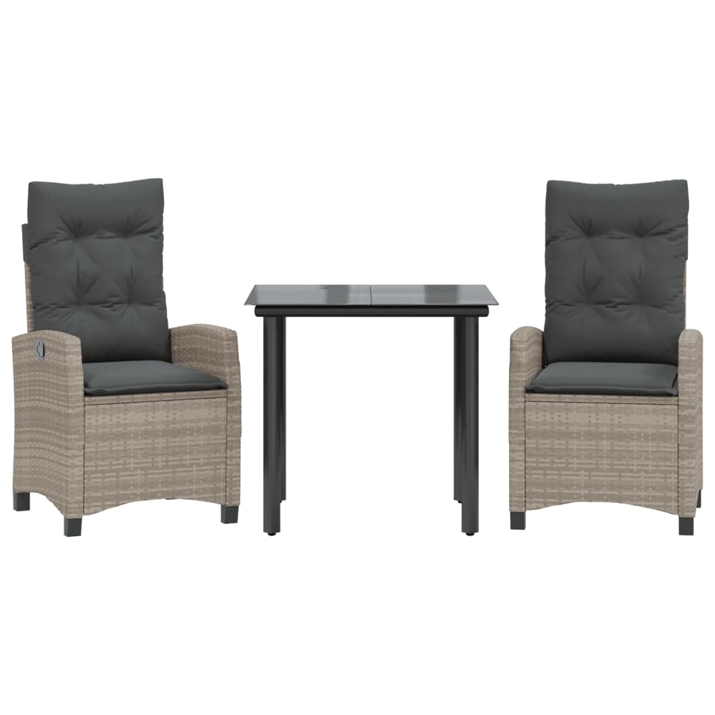 3részes világosszürke polyrattan kerti étkezőgarnitúra párnával 3részes világosszürke polyrattan kerti étkezőgarnitúra párnával