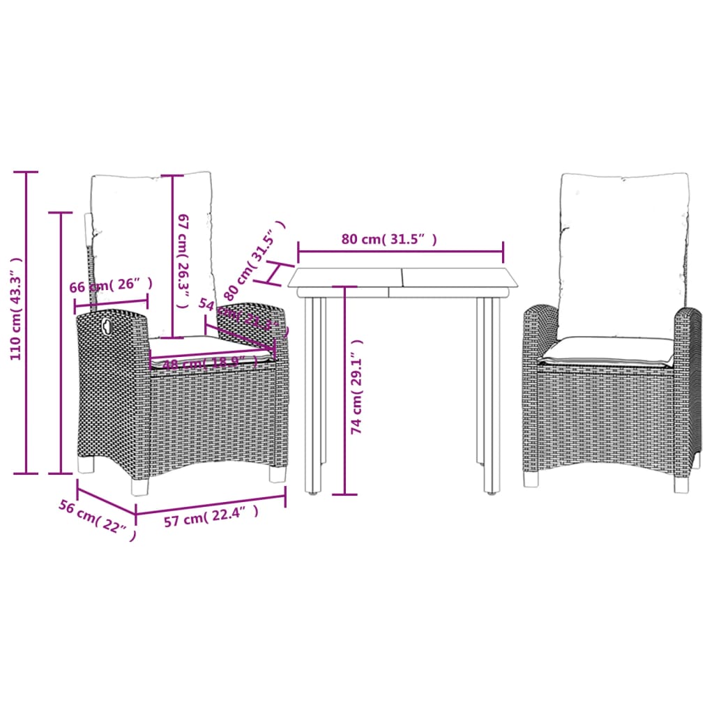 3részes világosszürke polyrattan kerti étkezőgarnitúra párnával 3részes világosszürke polyrattan kerti étkezőgarnitúra párnával