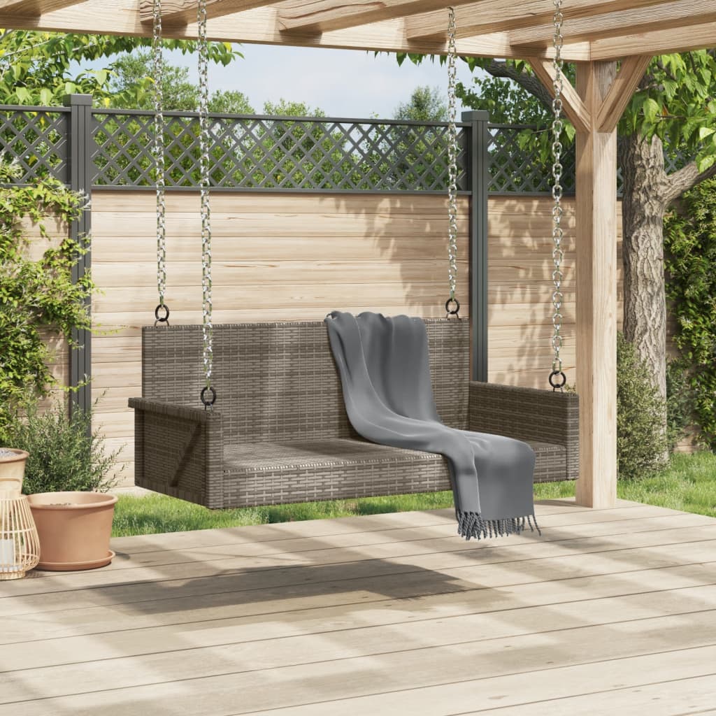 Szürke polyrattan hintapad 119x56x48 cm
