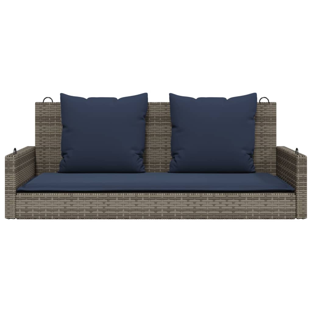 Szürke polyrattan hintapad párnákkal 119 x 56 x 48 cm