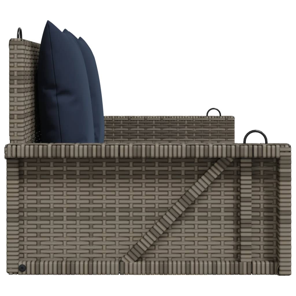 Szürke polyrattan hintapad párnákkal 119 x 56 x 48 cm