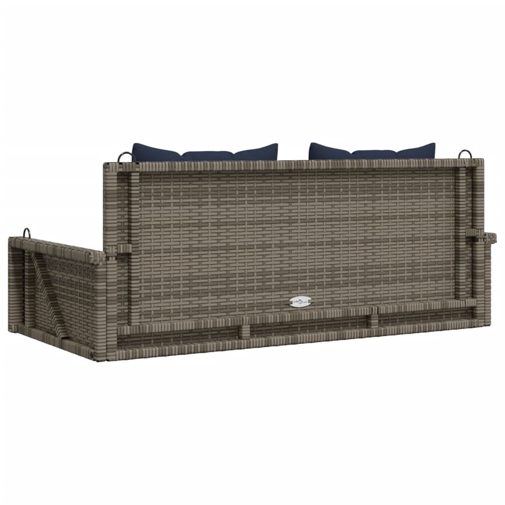 Szürke polyrattan hintapad párnákkal 119 x 56 x 48 cm