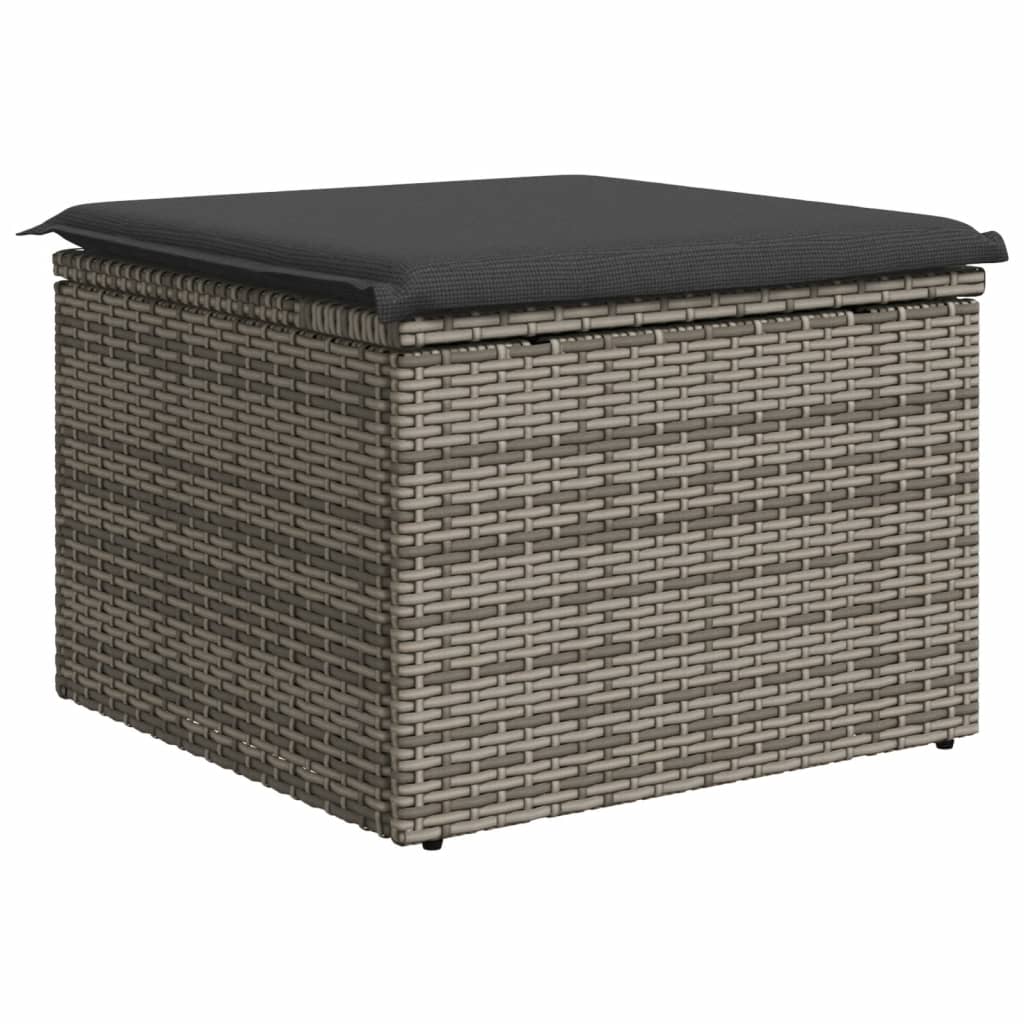 Szürke polyrattan kerti szék párnával 55 x 55 x 37 cm