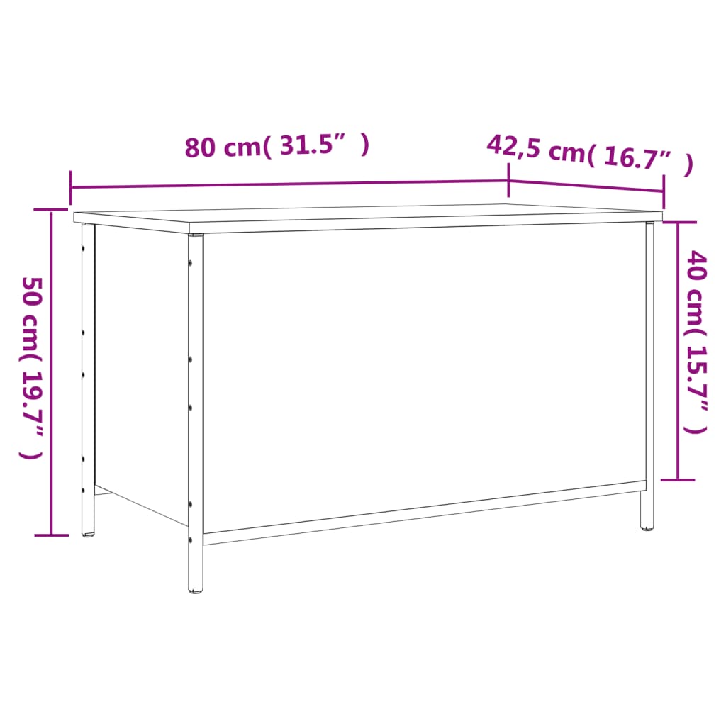 Barna tölgyszínű szerelt fa tárolópad 80 x 42,5 x 50 cm Barna tölgyszínű szerelt fa tárolópad 80 x 42,5 x 50 cm