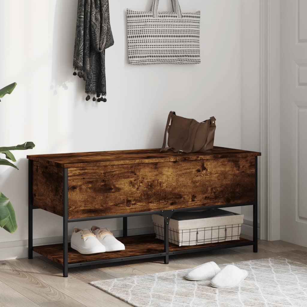 Füstös tölgyszínű szerelt fa tárolópad 100 x 42,5 x 47 cm Füstös tölgyszínű szerelt fa tárolópad 100 x 42,5 x 47 cm