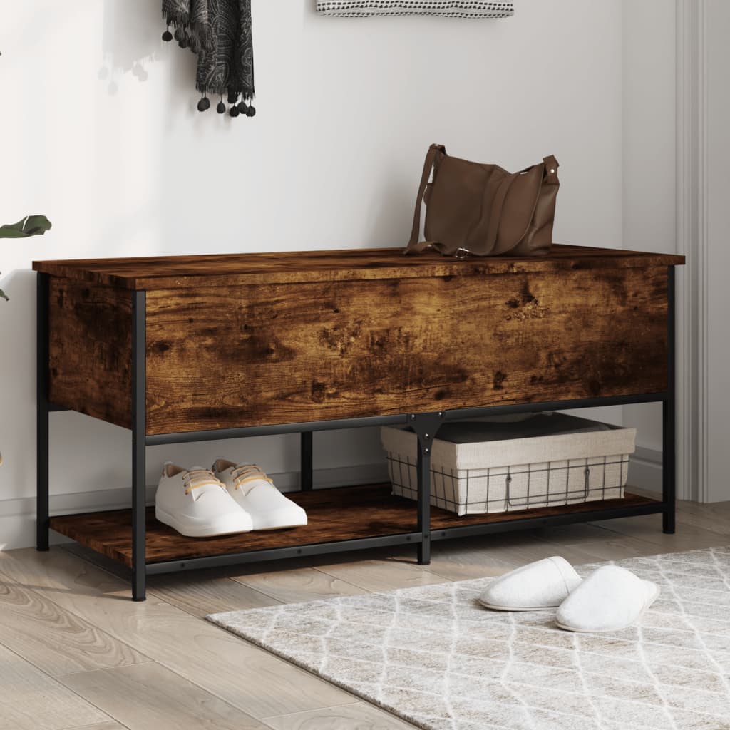 Füstös tölgyszínű szerelt fa tárolópad 100 x 42,5 x 47 cm Füstös tölgyszínű szerelt fa tárolópad 100 x 42,5 x 47 cm