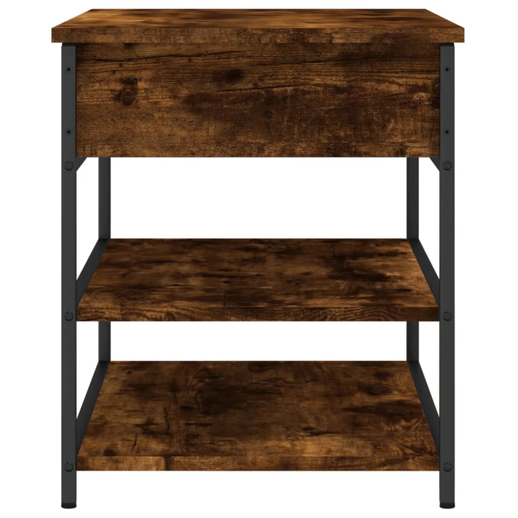 Füstös tölgy színű szerelt fa cipőtároló pad 70x42,5x50 cm