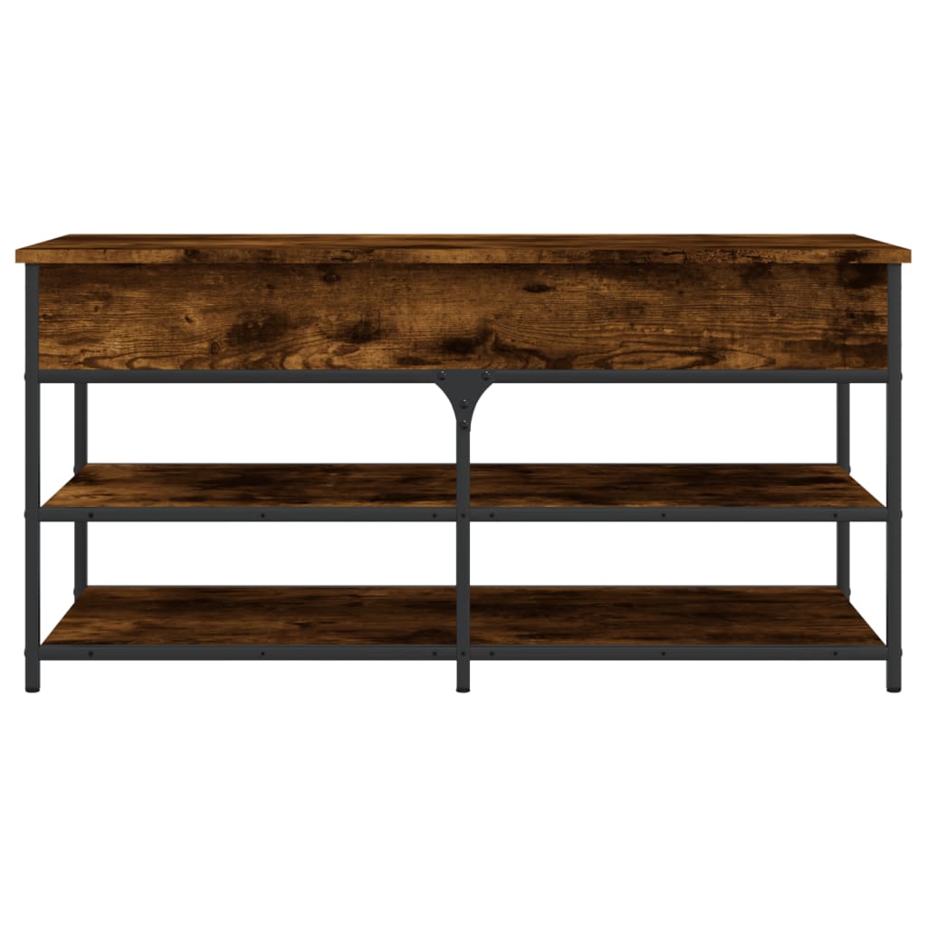 Füstös tölgy színű szerelt fa cipőtároló pad 100 x 42,5 x 50 cm