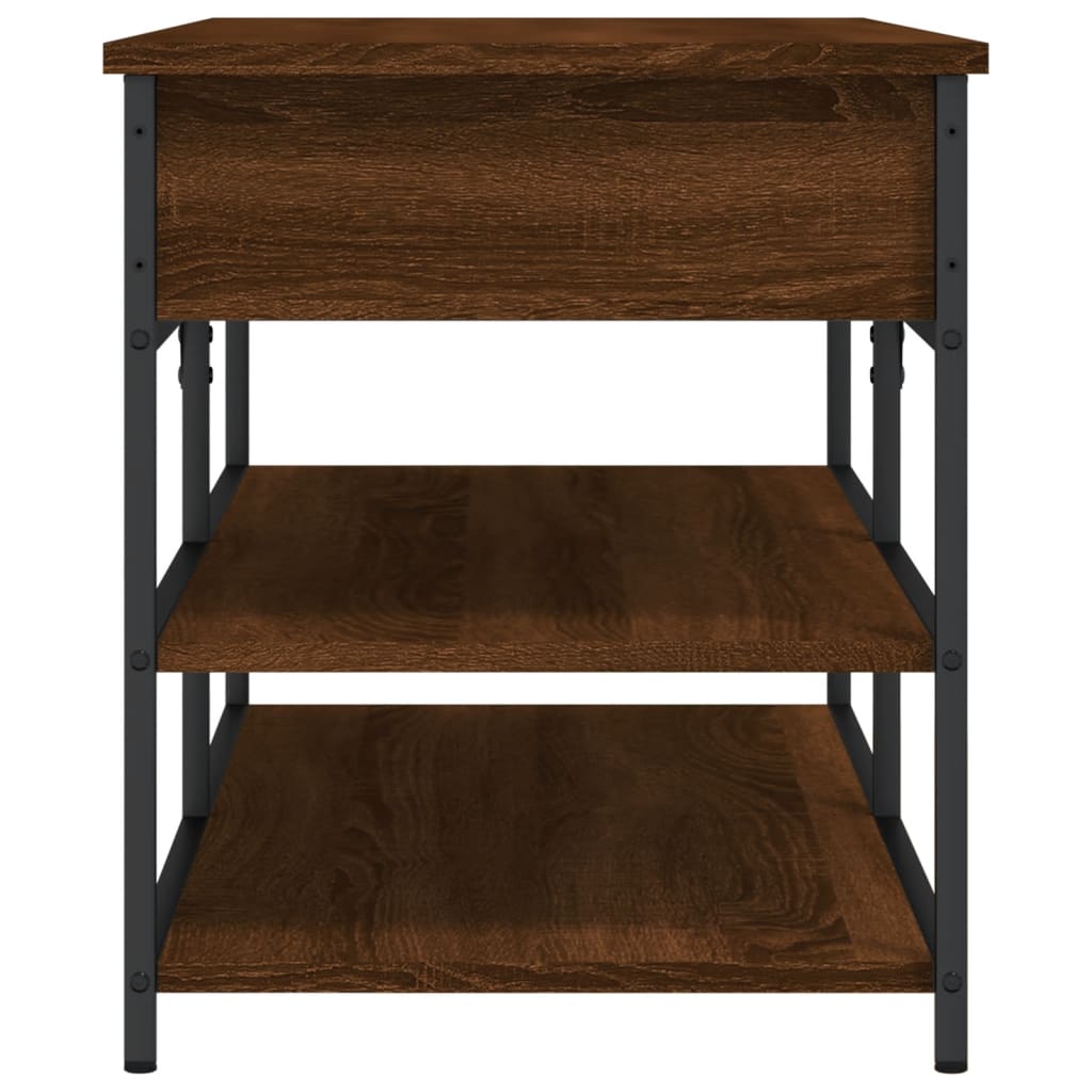 Barna tölgy színű szerelt fa cipőtároló pad 100 x 42,5 x 50 cm